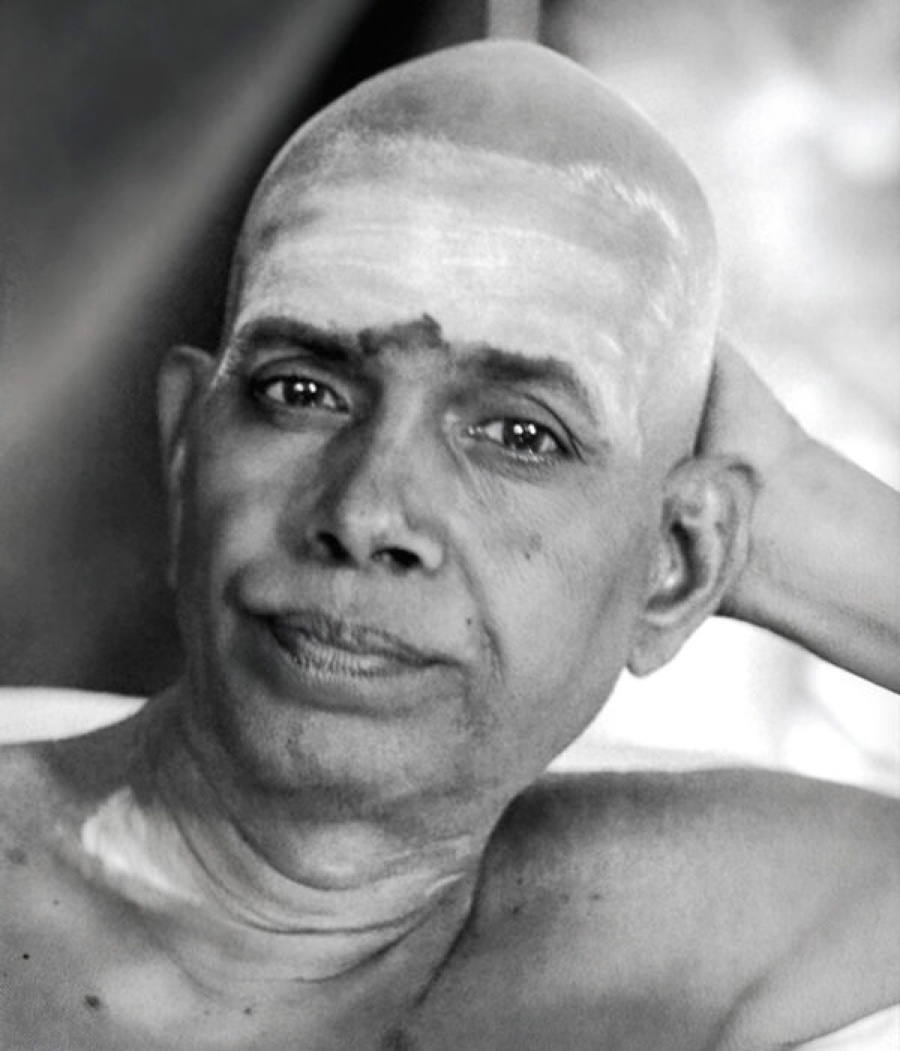 Sri Ramana Maharshi with Open Sky Press books